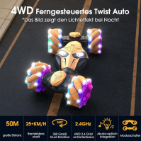 AmazeFun Auto na dálkové ovládání RC kaskadérské auto s ručním ovládáním, 2.4G 4WD 360° otočné terénní auto, driftovací auto s h